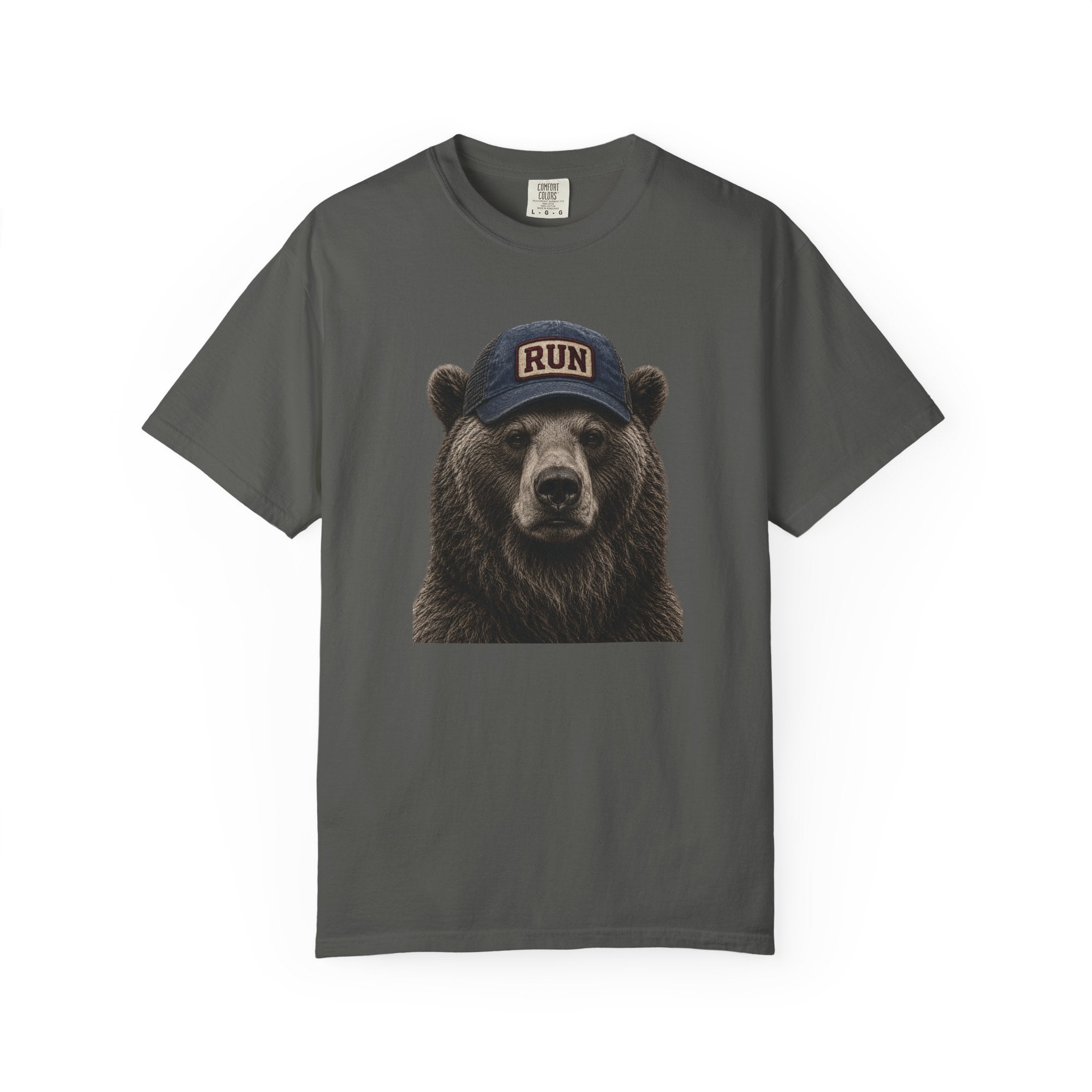 Grizzly Bear with Run Hat T‑Shirt