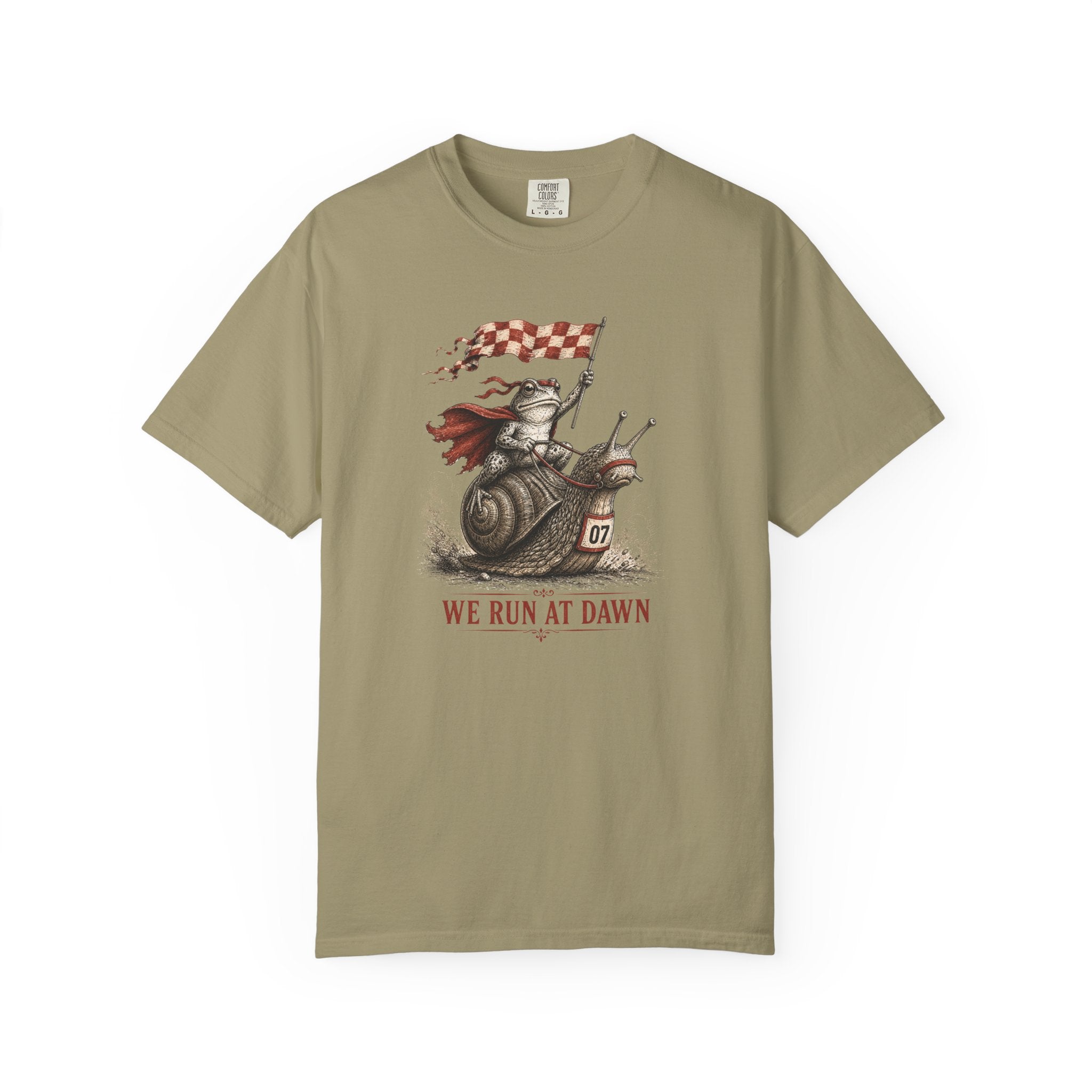 We Run At Dawn Checkered Flag T‑Shirt