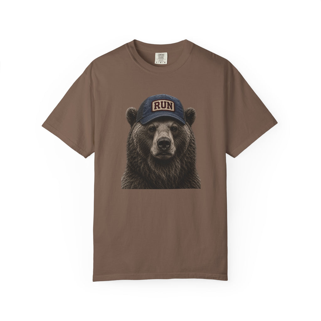 Grizzly Bear with Run Hat T‑Shirt
