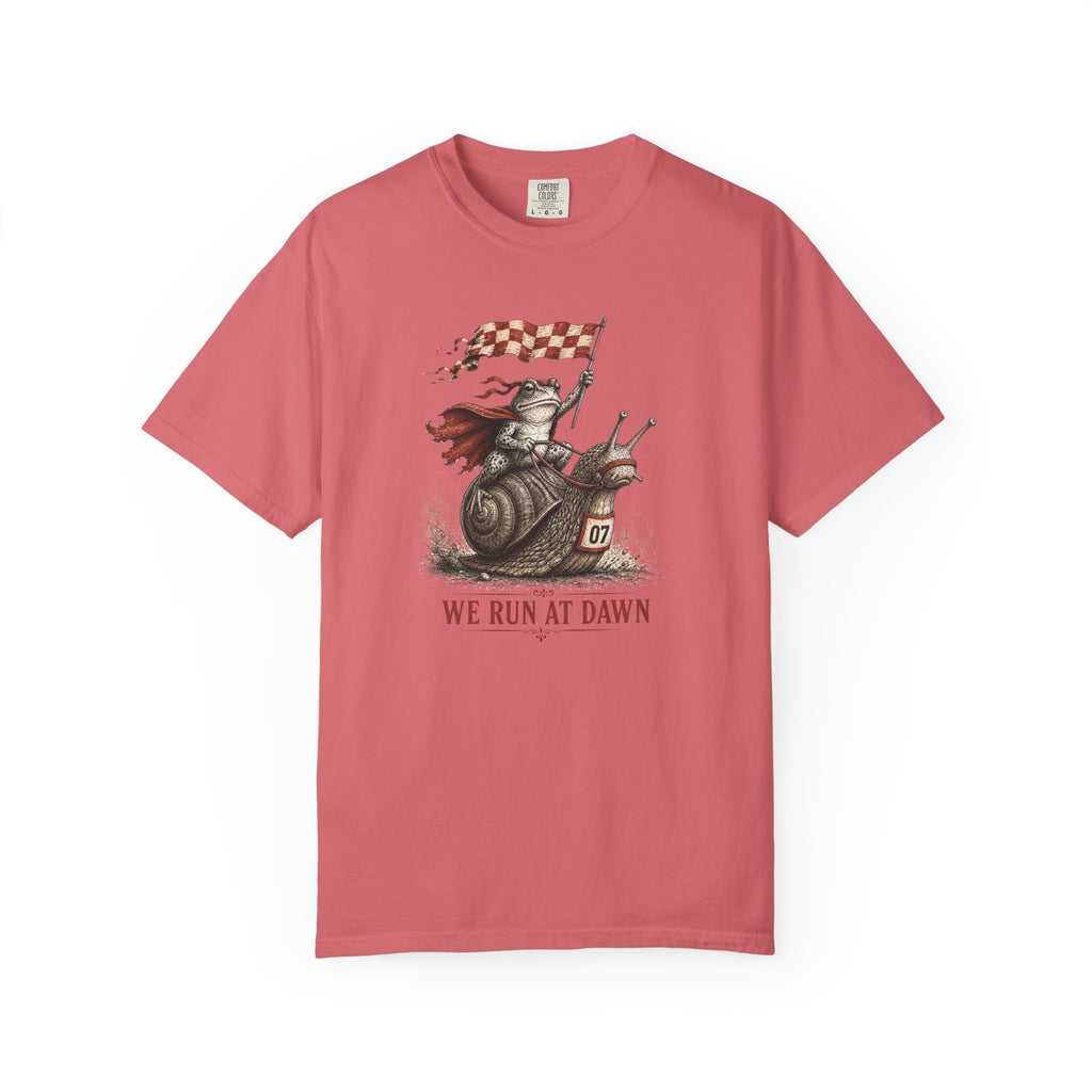 We Run At Dawn Checkered Flag T‑Shirt