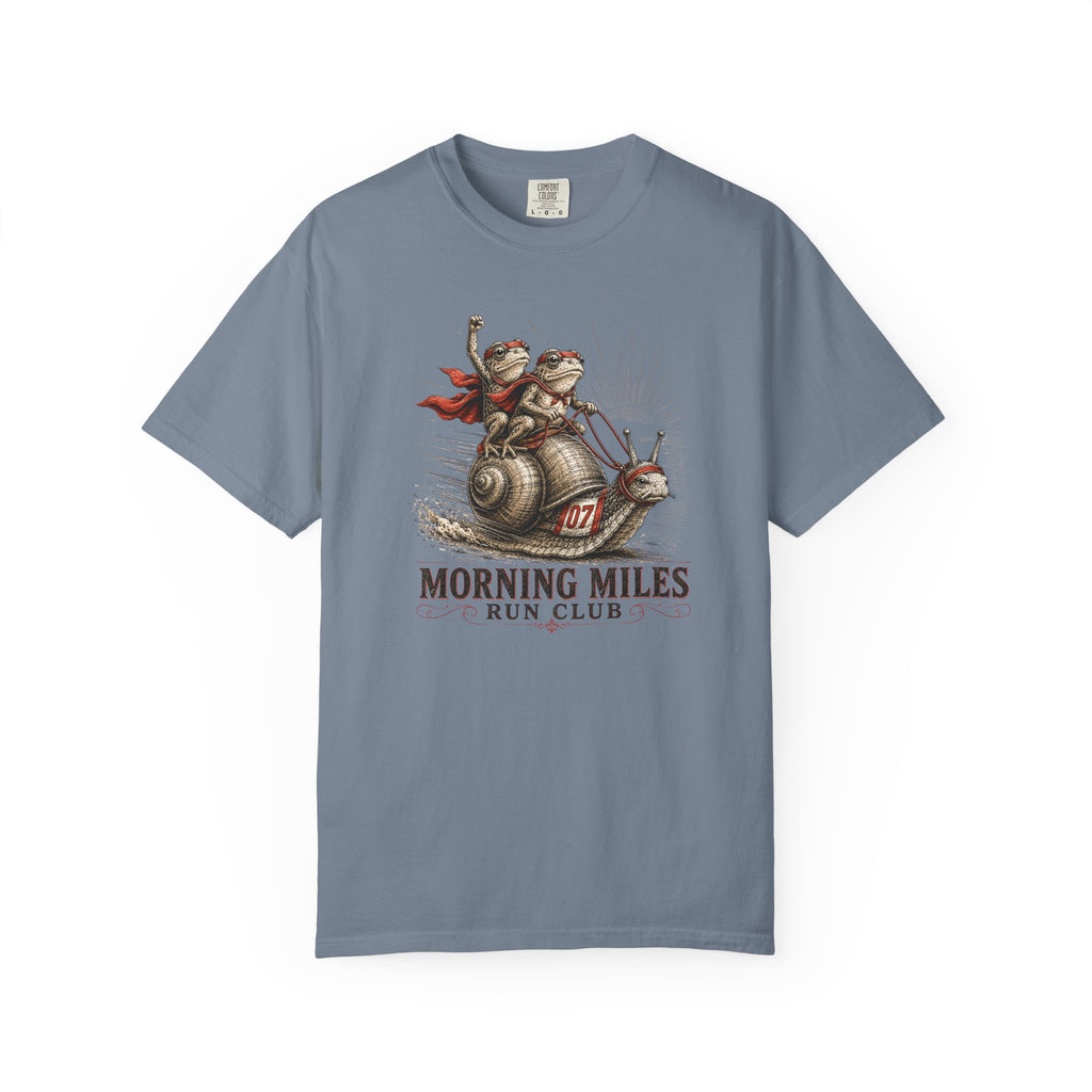 Morning MIles Frogs & Snail Run Club Flag T‑Shirt