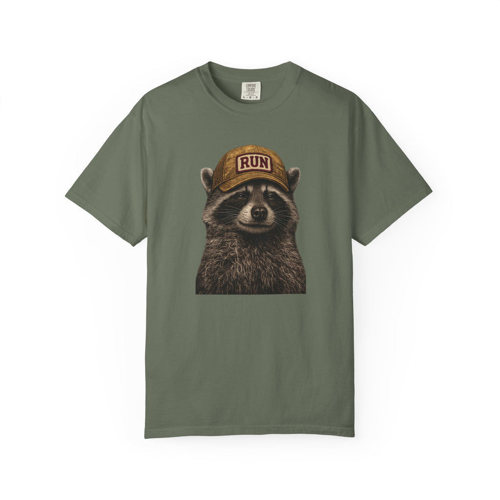 Raccoon in Run Hat T‑Shirt