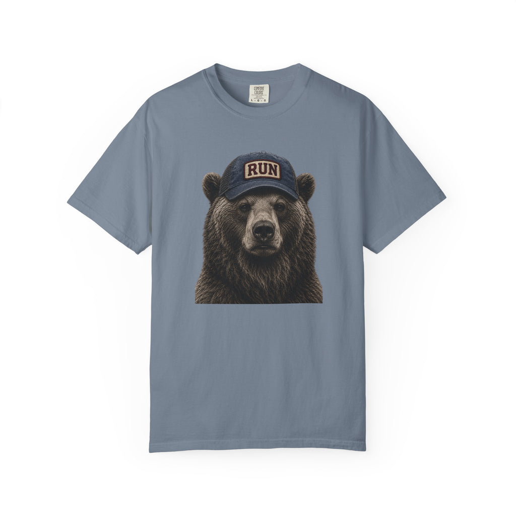 Grizzly Bear with Run Hat T‑Shirt