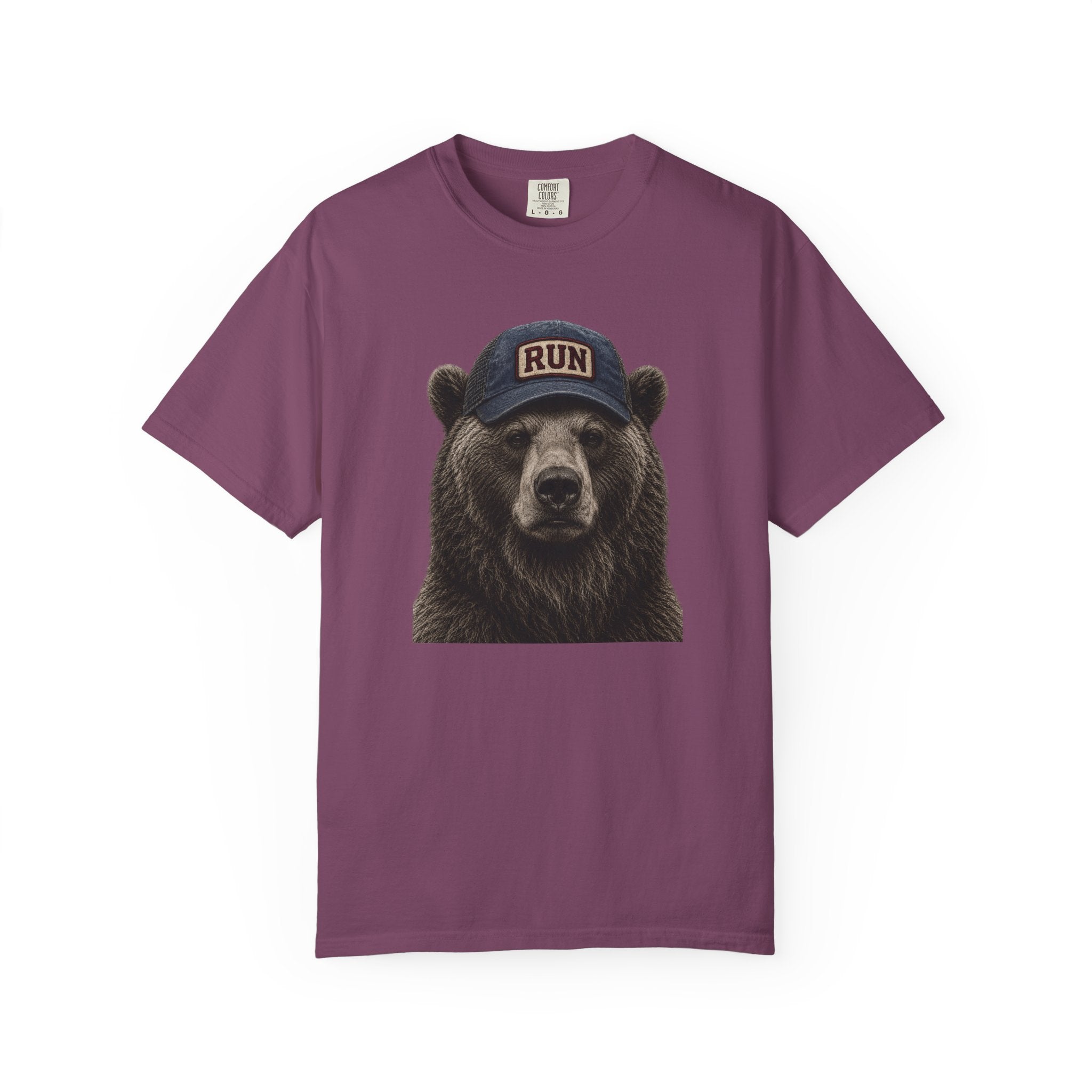 Grizzly Bear with Run Hat T‑Shirt
