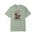 We Run At Dawn Checkered Flag T‑Shirt